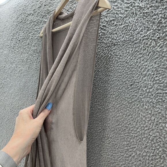 Crea Concept Sweater Womens S Tan Lightweight Linen Lagenlook Boho Open Cardigan - Picture 6 of 12